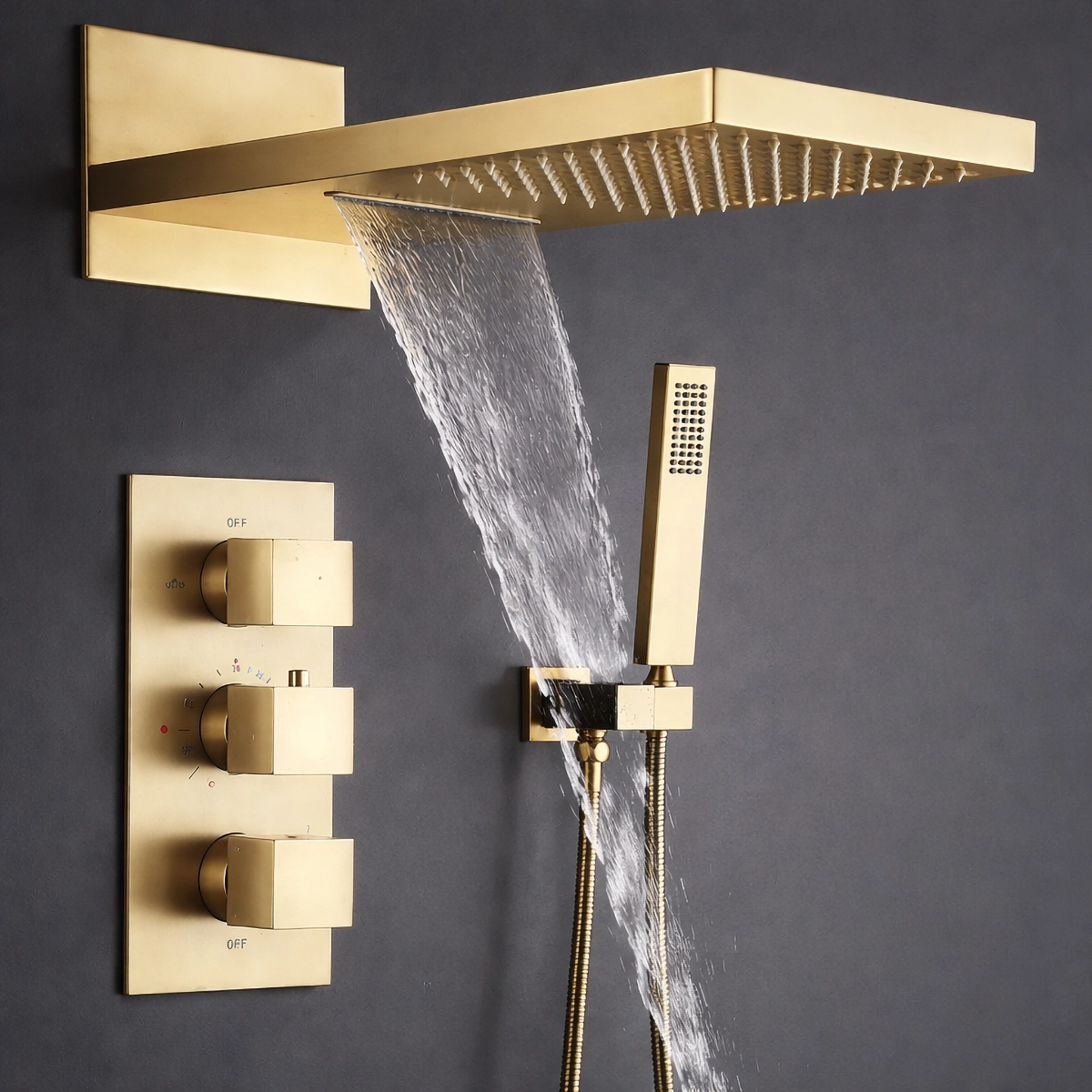 Douche encastrée doré brossé Xirok